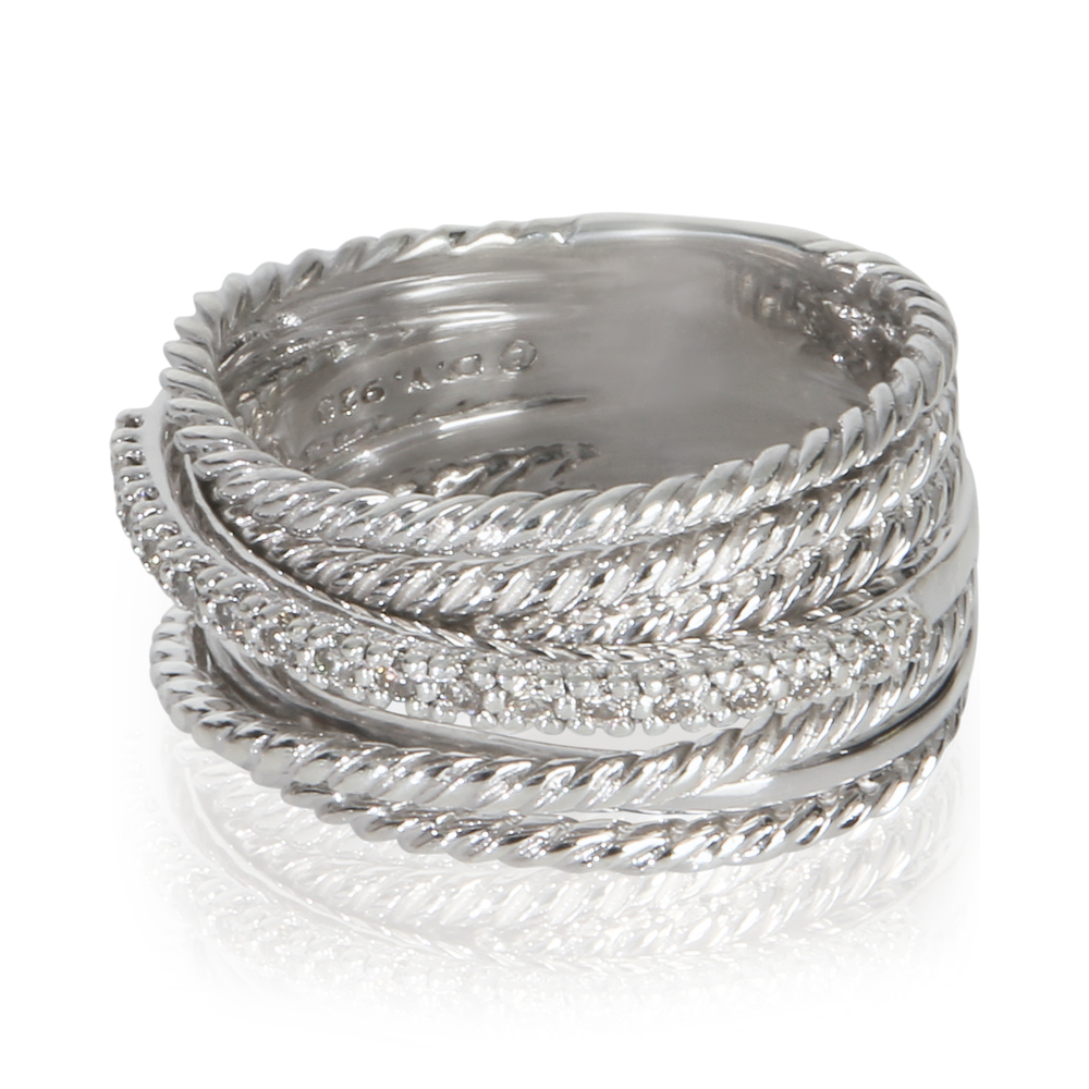 David Yurman Sterling Silver Diamond Crossover Ring